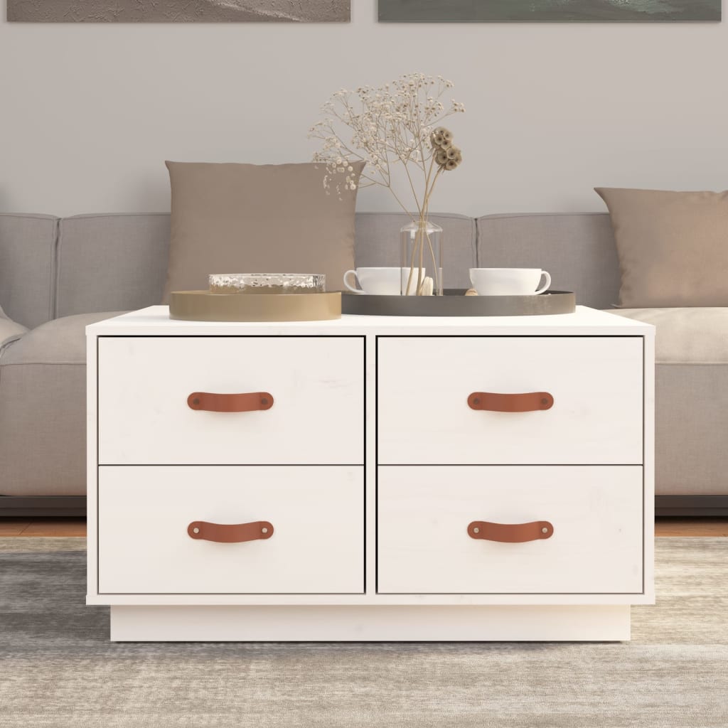 Table basse Blanc 80x80x45 cm Bois massif de pin - Tables basses