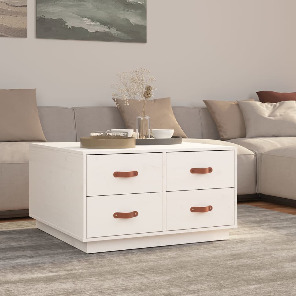 Table basse Blanc 80x80x45 cm Bois massif de pin - Tables basses