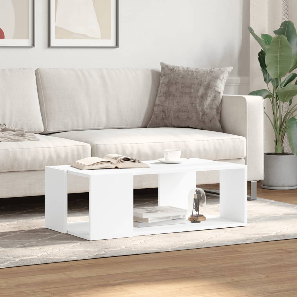 Table basse blanc 89,5x48x30 cm bois d’ingénierie - Tables basses