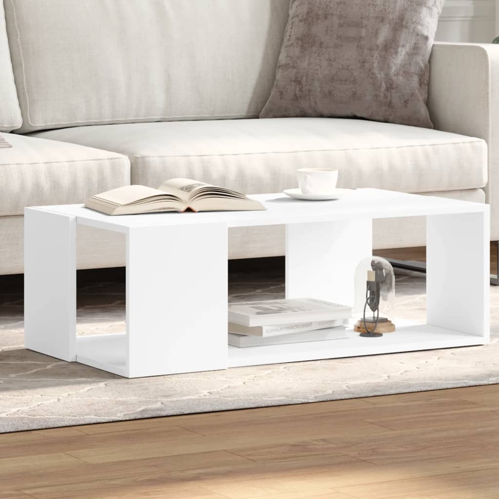 Table basse blanc 89,5x48x30 cm bois d’ingénierie - Tables basses