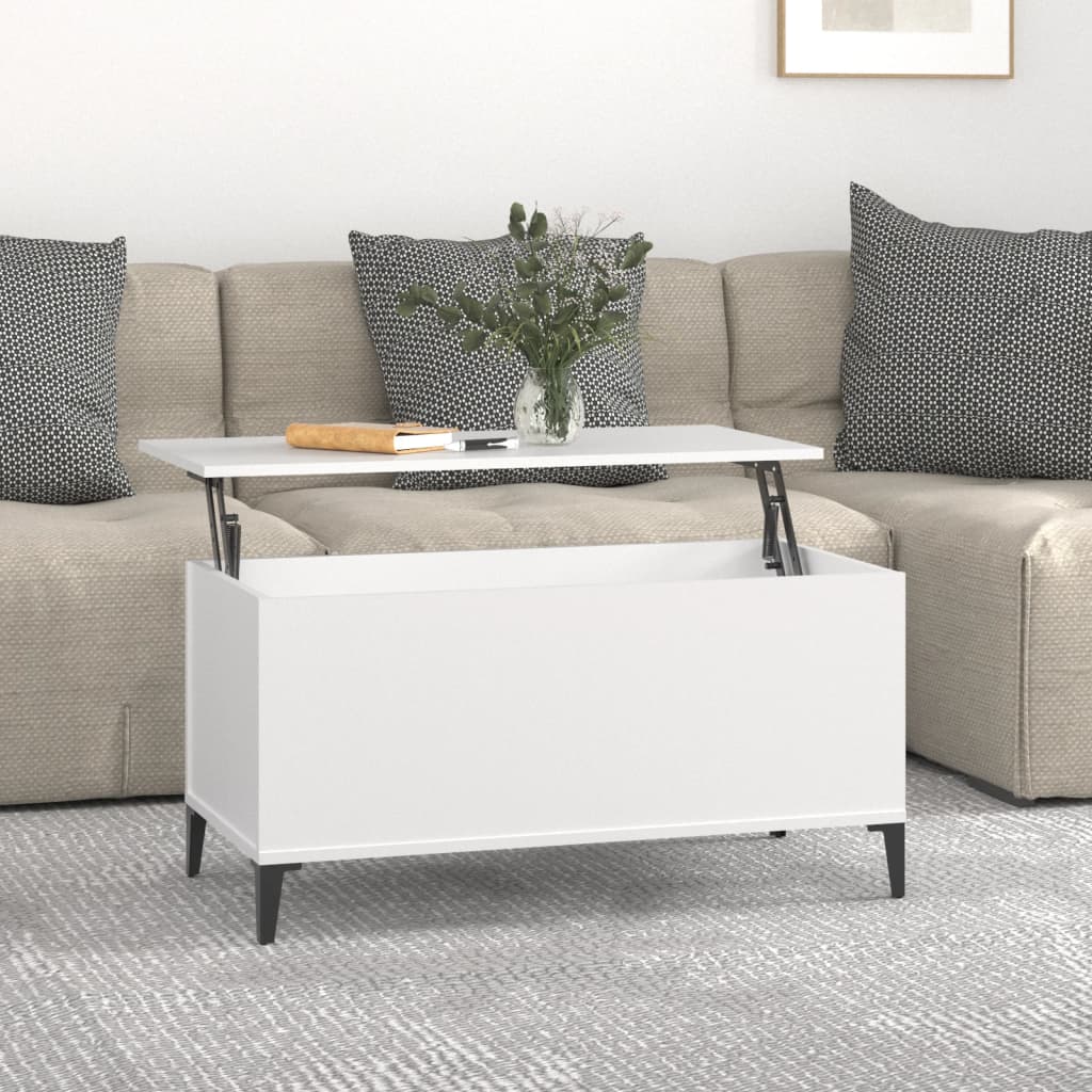 Table basse Blanc 90x44,5x45 cm Bois d’ingénierie - Tables basses