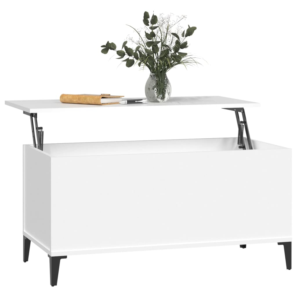 Table basse Blanc 90x44,5x45 cm Bois d’ingénierie - Tables basses