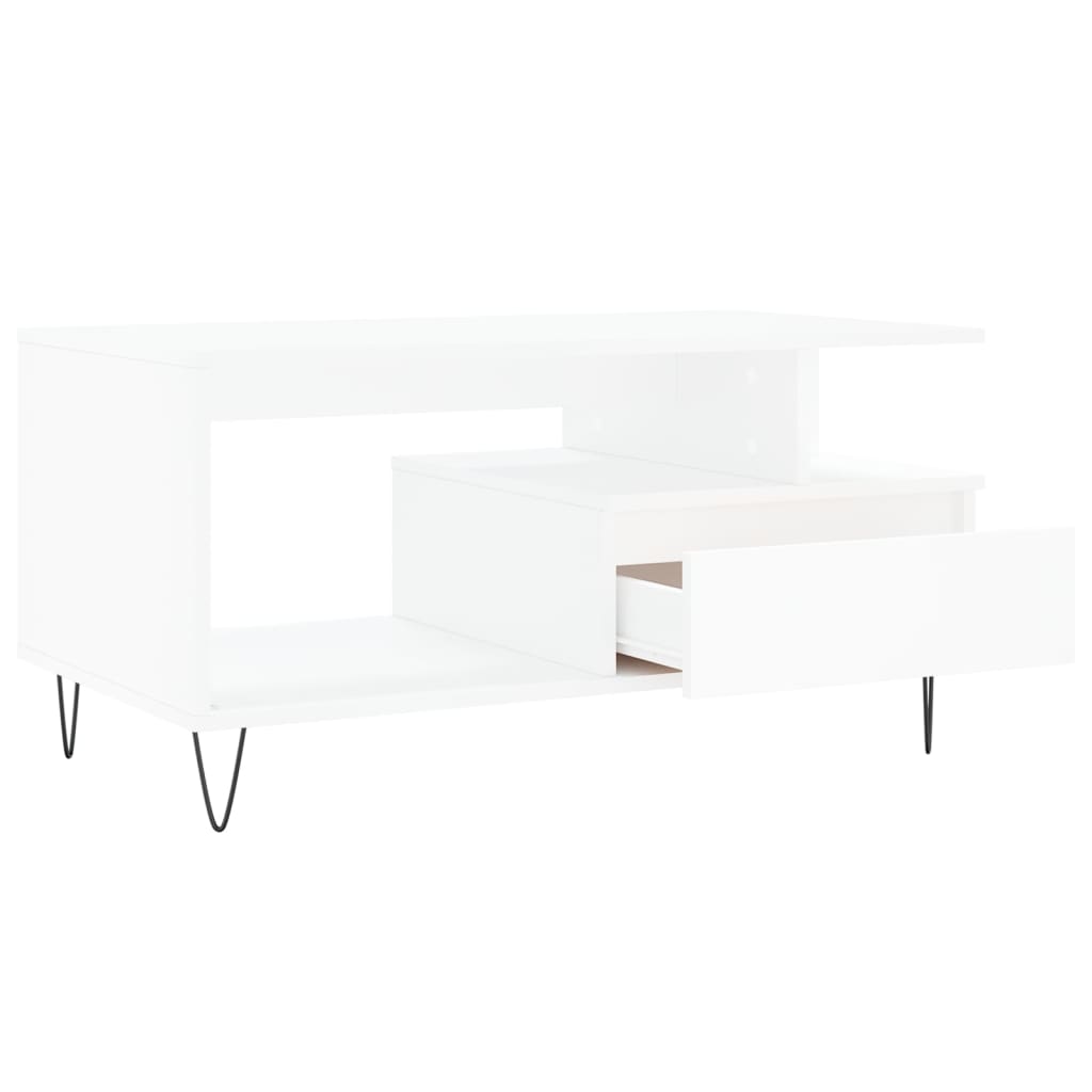 Table basse Blanc 90x49x45 cm Bois d’ingénierie - Tables basses