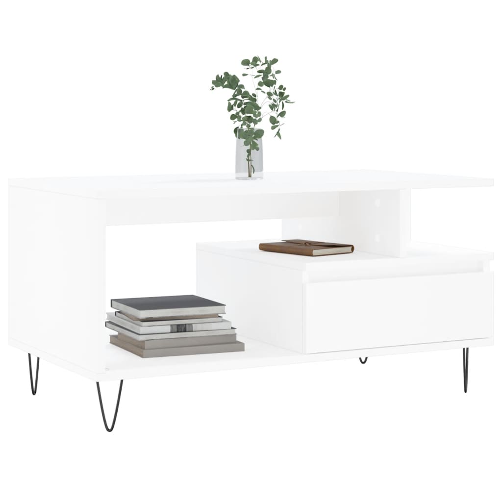 Table basse Blanc 90x49x45 cm Bois d’ingénierie - Tables basses