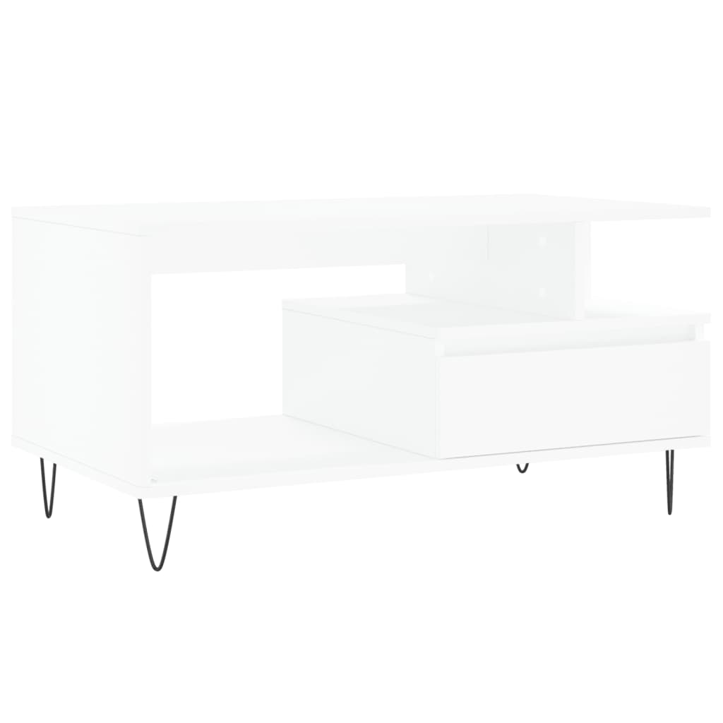 Table basse Blanc 90x49x45 cm Bois d’ingénierie - Tables basses