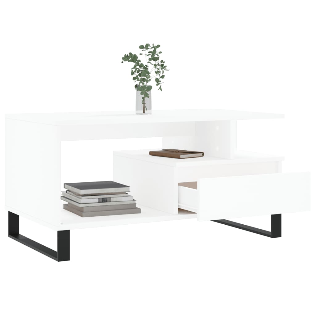 Table basse Blanc 90x49x45 cm Bois d’ingénierie - Tables basses