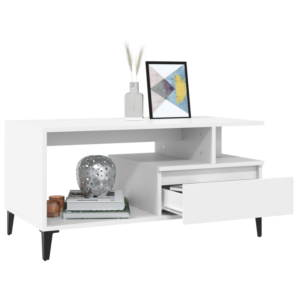 Table basse Blanc 90x49x45 cm Bois d’ingénierie - Tables basses