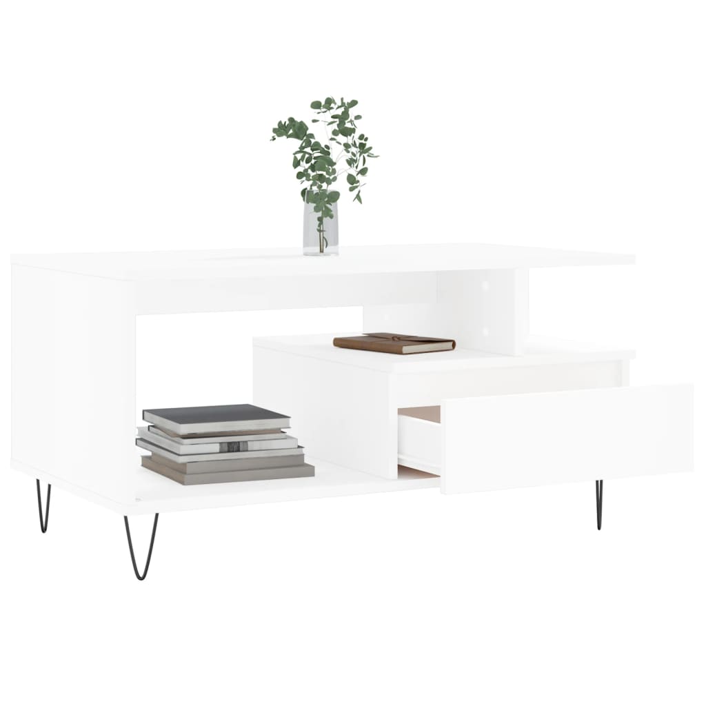 Table basse Blanc 90x49x45 cm Bois d’ingénierie - Tables basses