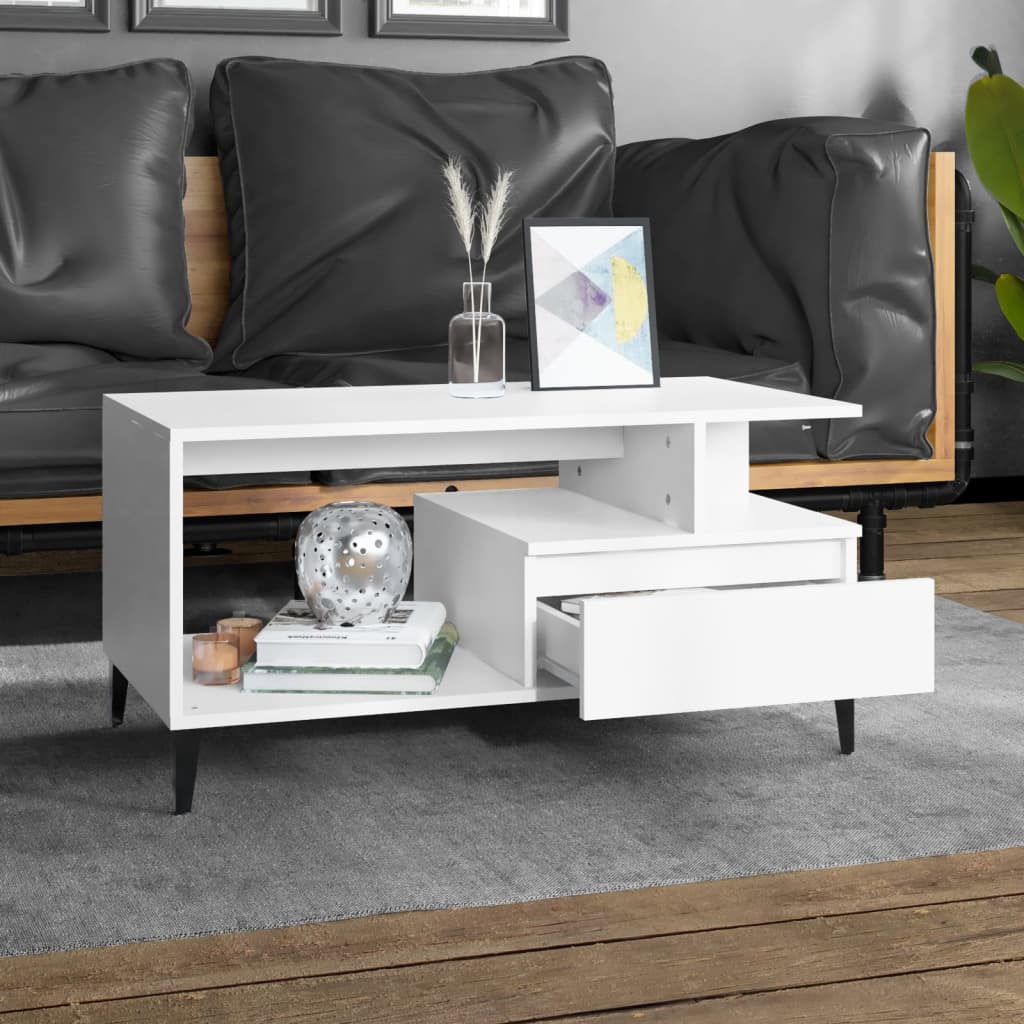 Table basse Blanc 90x49x45 cm Bois d’ingénierie - Tables basses