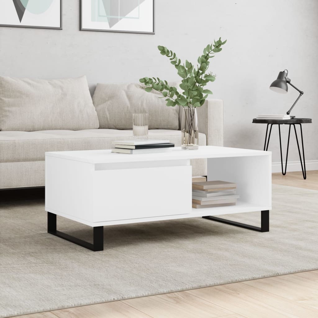 Table basse Blanc 90x50x36,5 cm Bois d’ingénierie - Tables basses