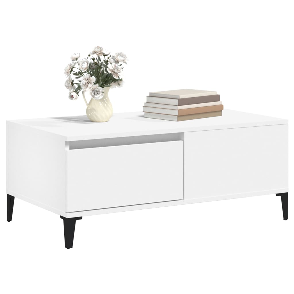 Table basse Blanc 90x50x36,5 cm Bois d’ingénierie - Tables basses