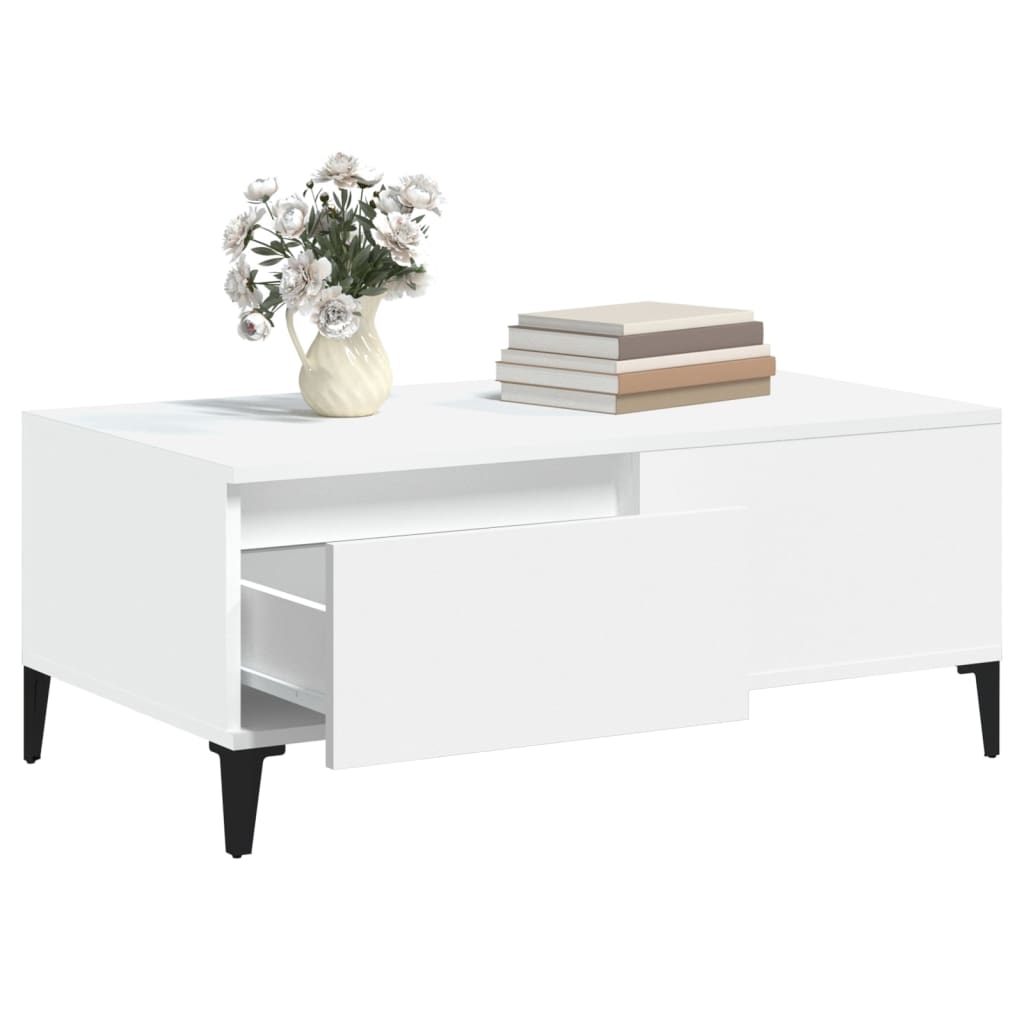 Table basse Blanc 90x50x36,5 cm Bois d’ingénierie - Tables basses