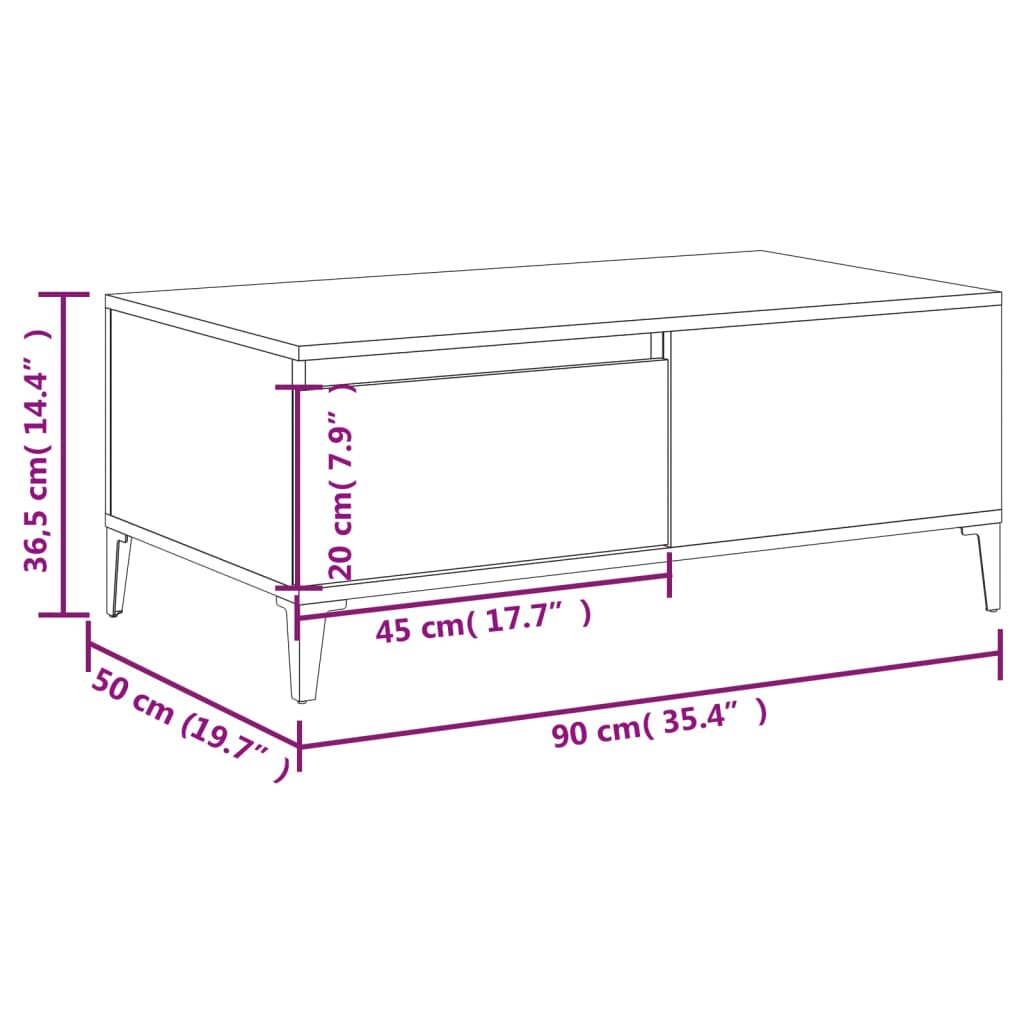 Table basse Blanc 90x50x36,5 cm Bois d’ingénierie - Tables basses