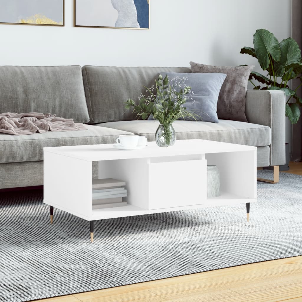 Table basse Blanc 90x50x36,5 cm Bois d’ingénierie - Tables basses