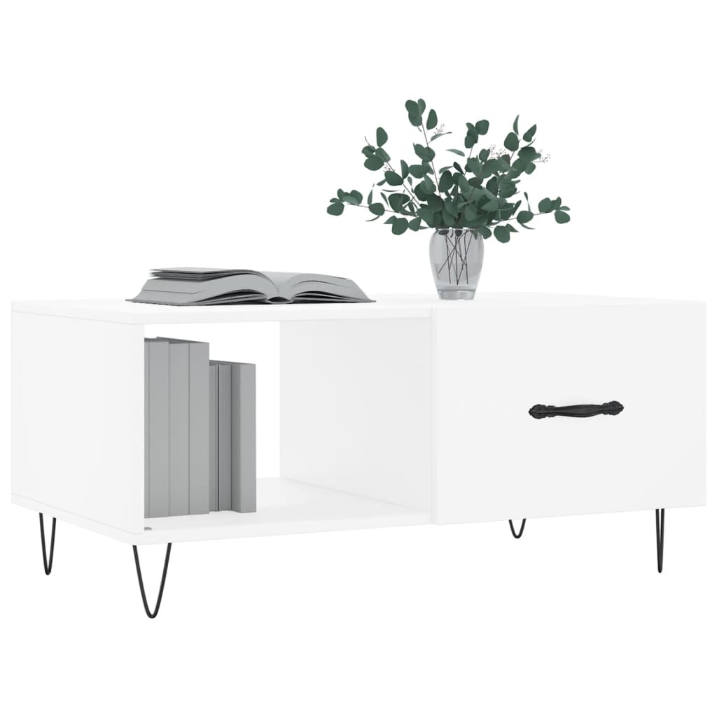 Table basse blanc 90x50x40 cm bois d’ingénierie - Tables basses