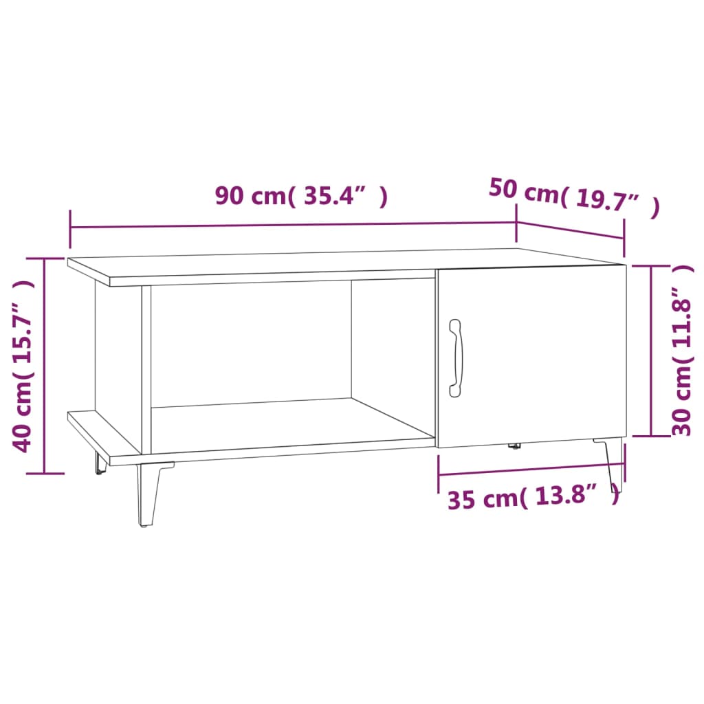 Table basse Blanc 90x50x40 cm Bois d’ingénierie - Tables basses