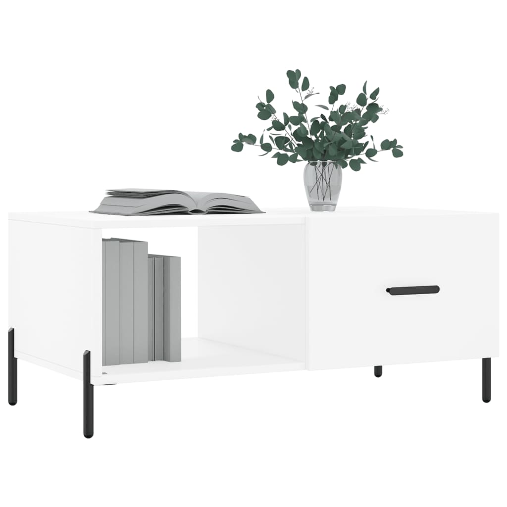 Table basse blanc 90x50x40 cm bois d’ingénierie - Tables basses