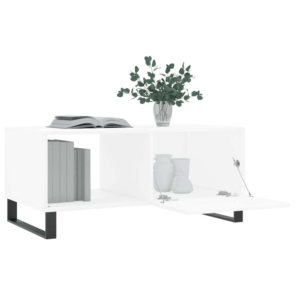 Table basse blanc 90x50x40 cm bois d’ingénierie - Tables basses
