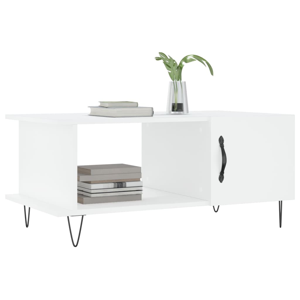 Table basse blanc 90x50x40 cm bois d’ingénierie - Tables basses