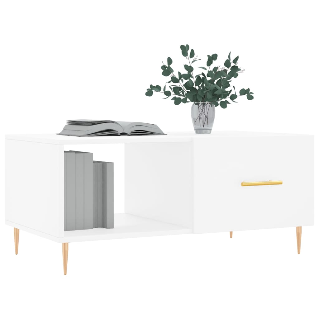 Table basse blanc 90x50x40 cm bois d’ingénierie - Tables basses