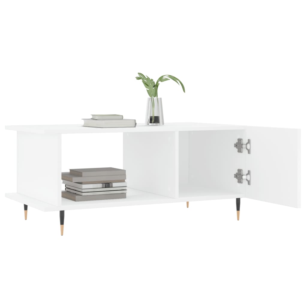 Table basse blanc 90x50x40 cm bois d’ingénierie - Tables basses