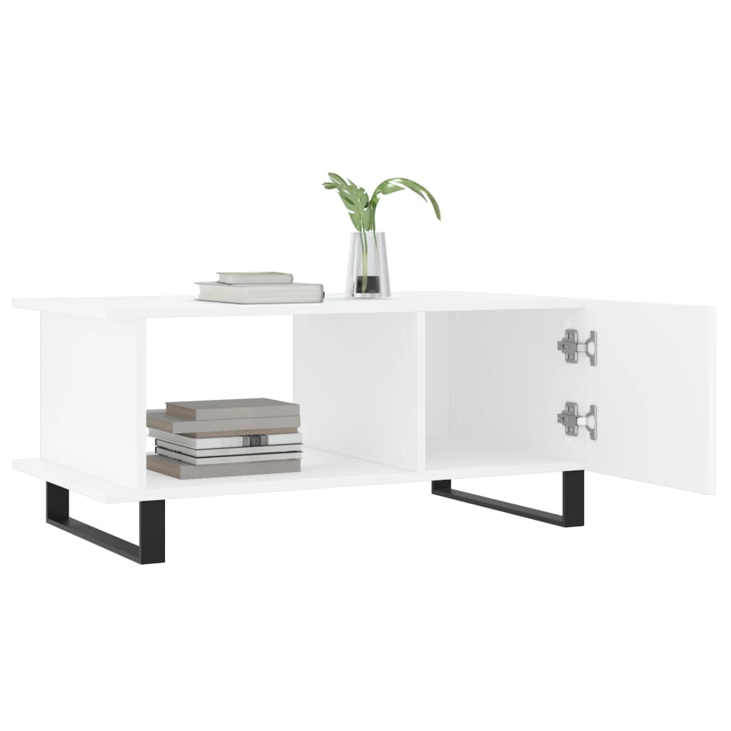 Table basse blanc 90x50x40 cm bois d’ingénierie - Tables basses
