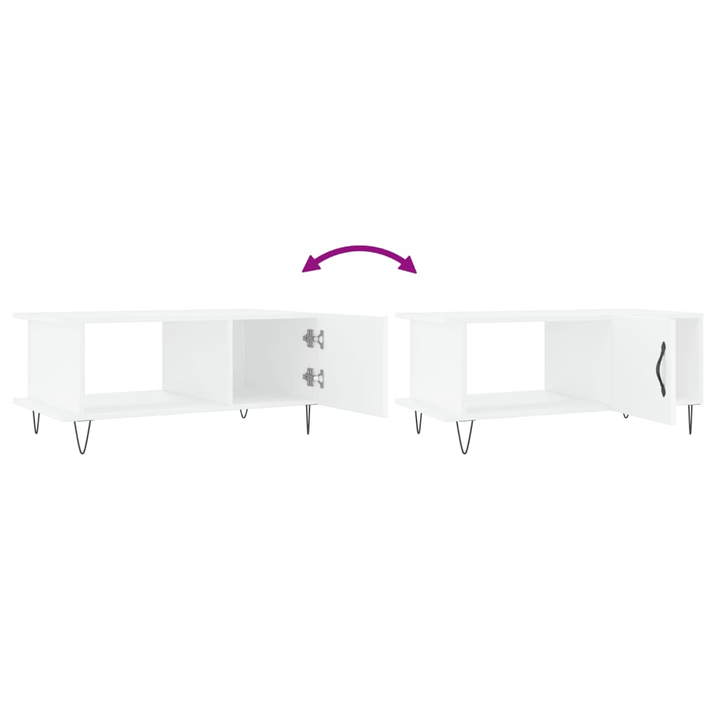 Table basse blanc 90x50x40 cm bois d’ingénierie - Tables basses