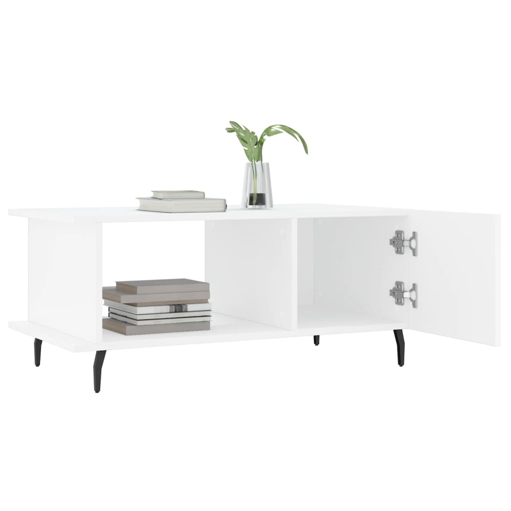 Table basse blanc 90x50x40 cm bois d’ingénierie - Tables basses