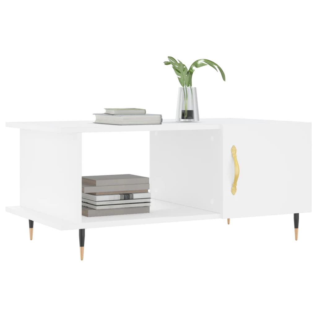 Table basse blanc 90x50x40 cm bois d’ingénierie - Tables basses