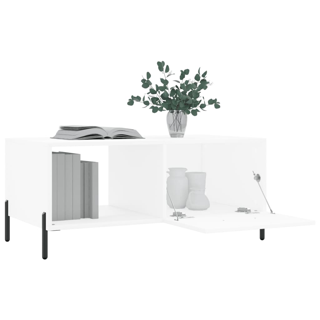 Table basse blanc 90x50x40 cm bois d’ingénierie - Tables basses