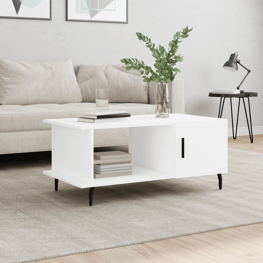 Table basse blanc 90x50x40 cm bois d’ingénierie - Tables basses