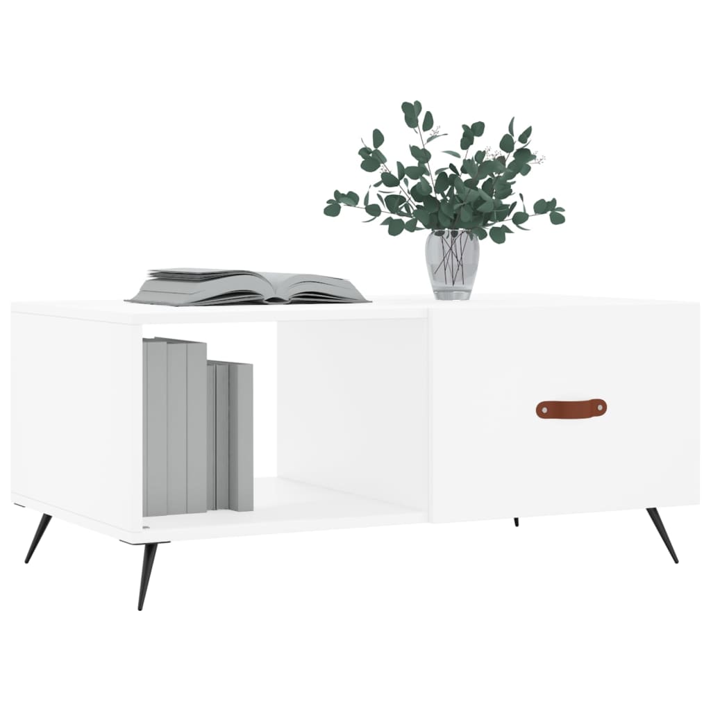 Table basse blanc 90x50x40 cm bois d’ingénierie - Tables basses