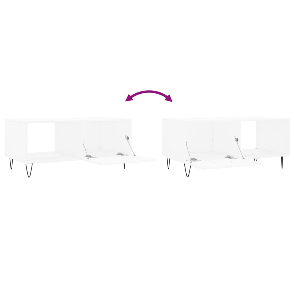 Table basse blanc 90x50x40 cm bois d’ingénierie - Tables basses