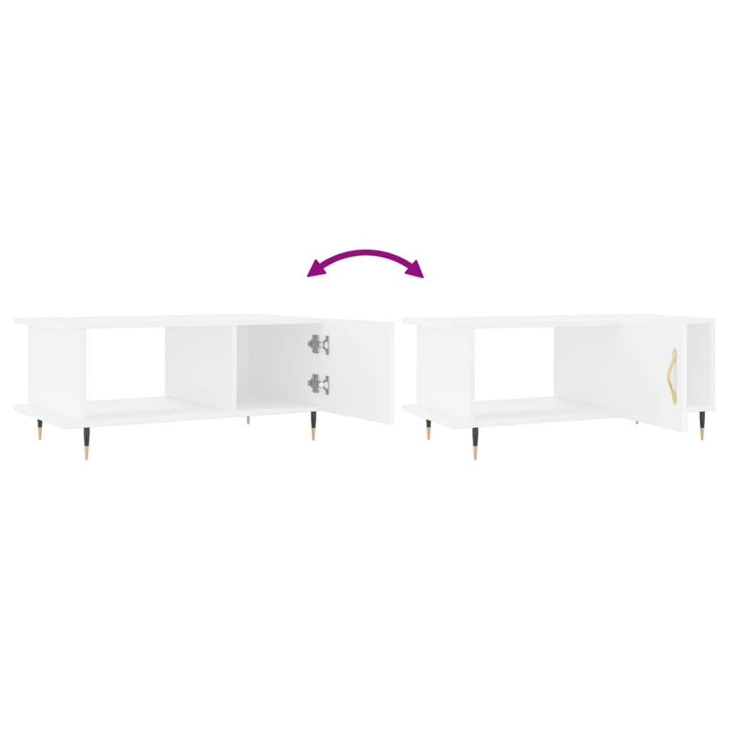 Table basse blanc 90x50x40 cm bois d’ingénierie - Tables basses