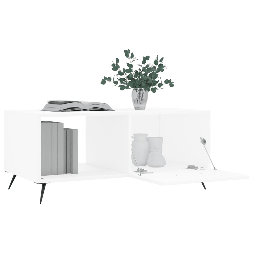 Table basse blanc 90x50x40 cm bois d’ingénierie - Tables basses