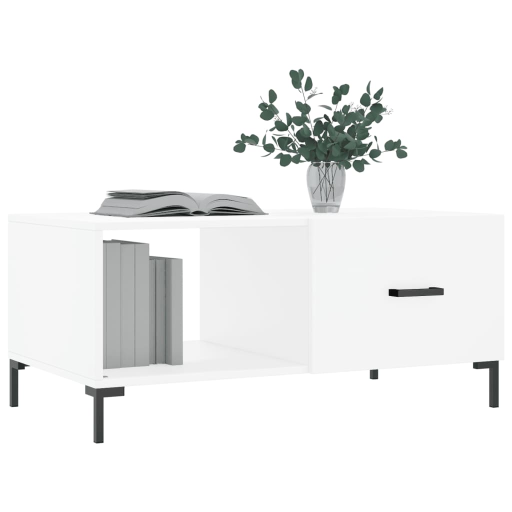 Table basse blanc 90x50x40 cm bois d’ingénierie - Tables basses