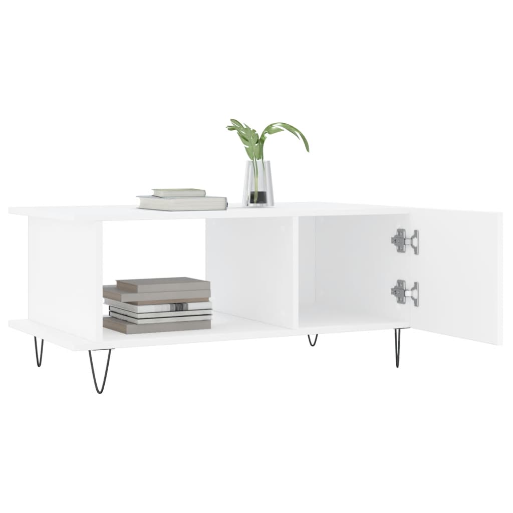 Table basse blanc 90x50x40 cm bois d’ingénierie - Tables basses