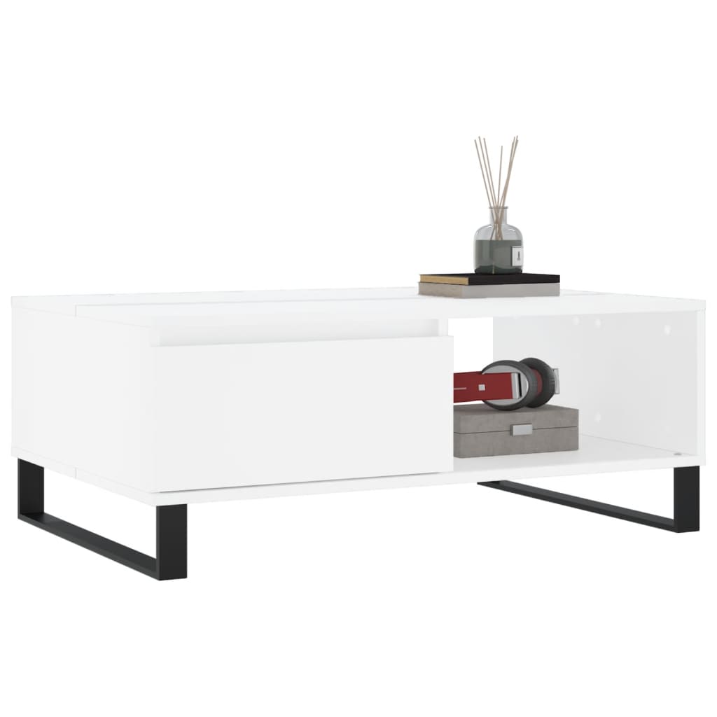 Table basse blanc 90x60x35 cm bois d’ingénierie - Tables basses