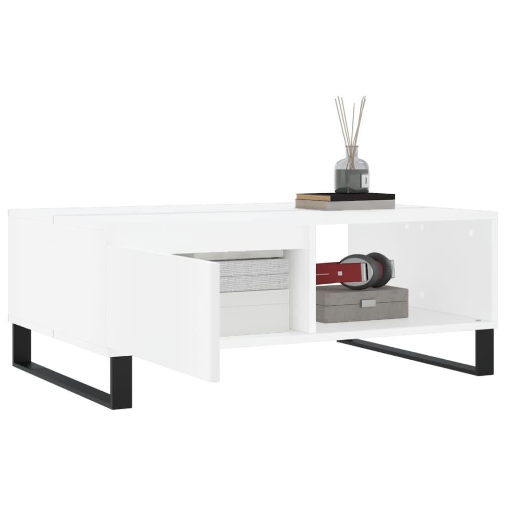 Table basse blanc 90x60x35 cm bois d’ingénierie - Tables basses