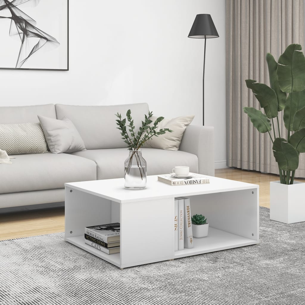 Table basse blanc 90x67x33 cm bois d’ingénierie - Tables basses