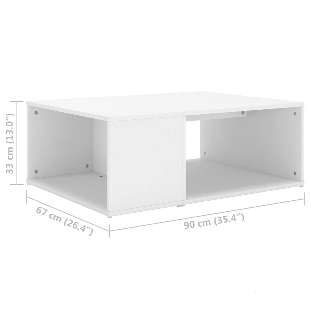 Table basse blanc 90x67x33 cm bois d’ingénierie - Tables basses