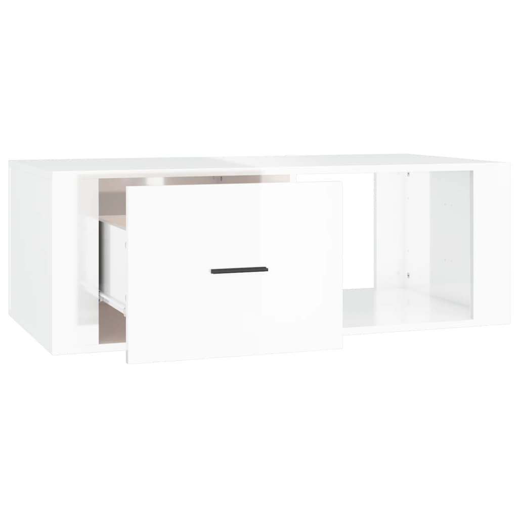 Table basse Blanc brillant 100x50,5x35 cm Bois d’ingénierie - Tables basses