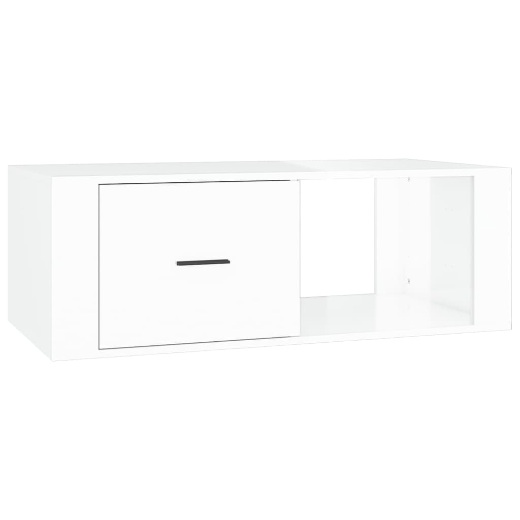 Table basse Blanc brillant 100x50,5x35 cm Bois d’ingénierie - Tables basses