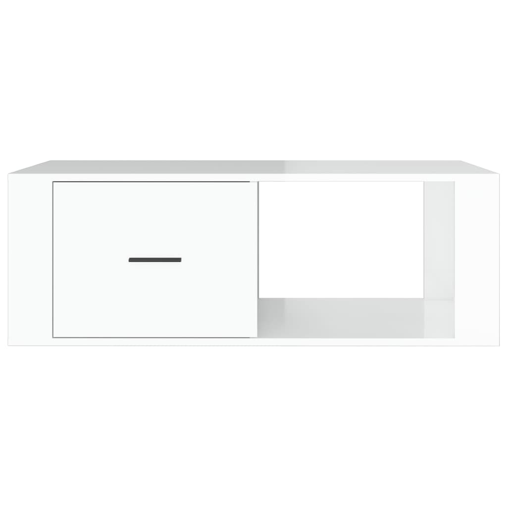 Table basse Blanc brillant 100x50,5x35 cm Bois d’ingénierie - Tables basses