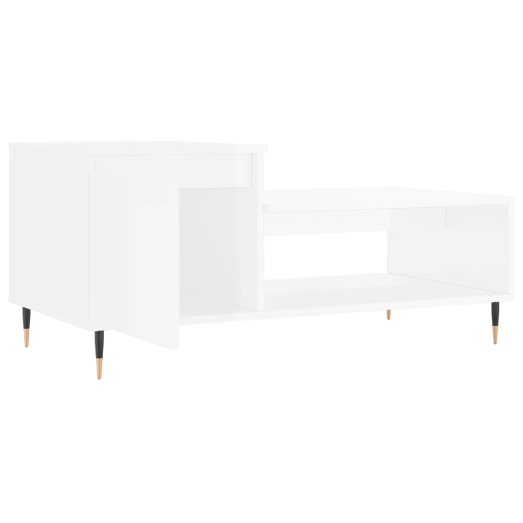 Table basse Blanc brillant 100x50x45 cm Bois d’ingénierie - Tables basses
