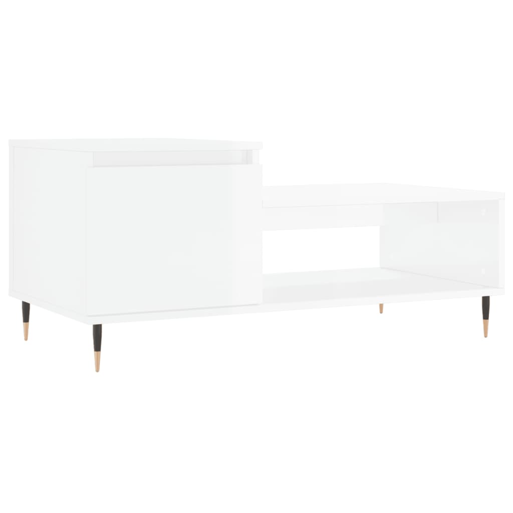 Table basse Blanc brillant 100x50x45 cm Bois d’ingénierie - Tables basses