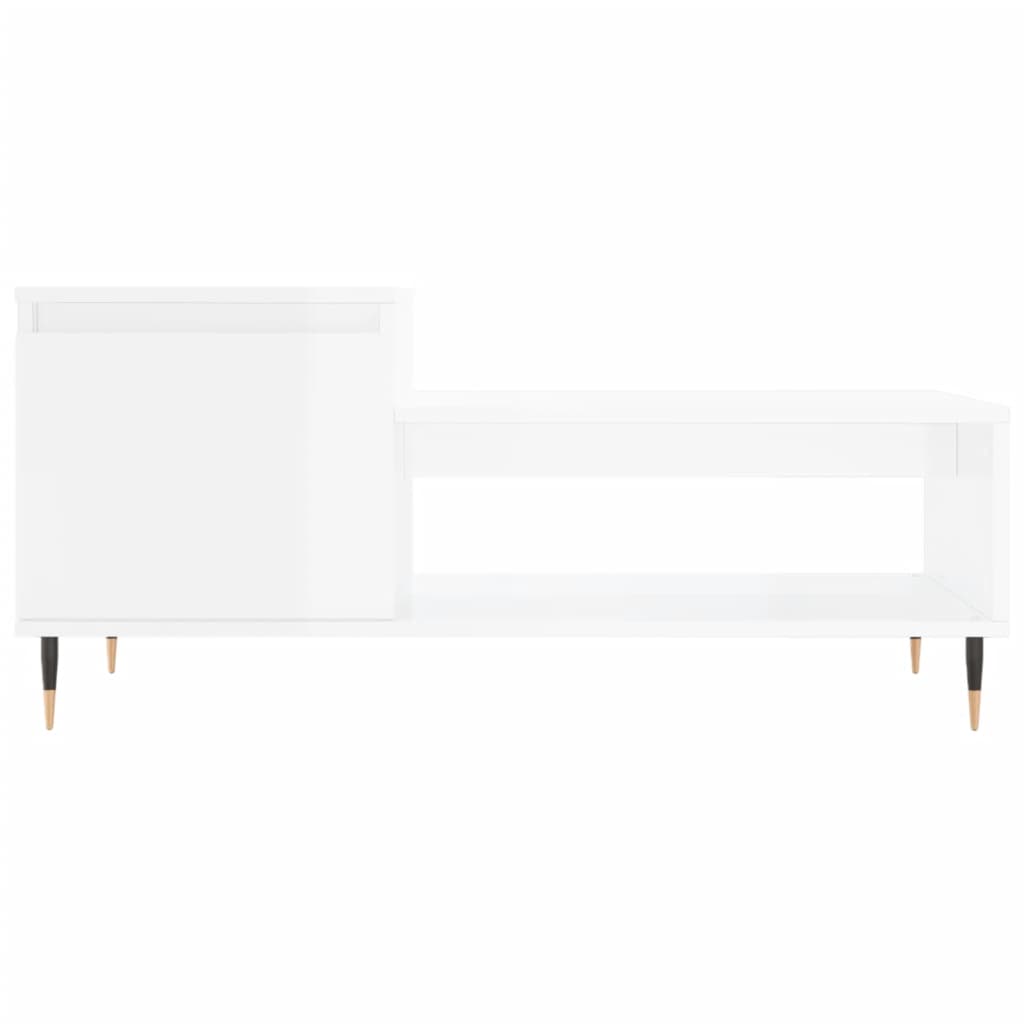 Table basse Blanc brillant 100x50x45 cm Bois d’ingénierie - Tables basses