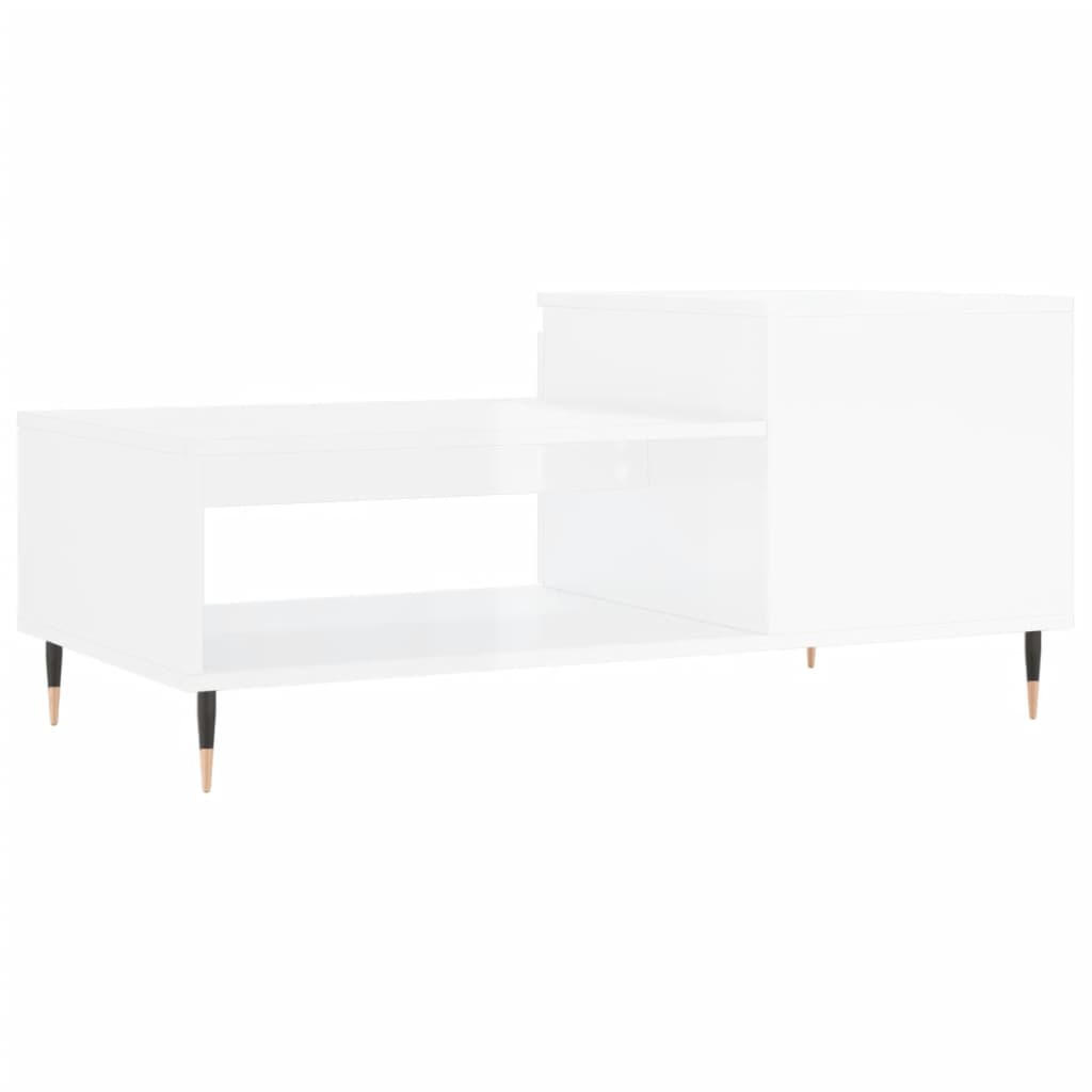 Table basse Blanc brillant 100x50x45 cm Bois d’ingénierie - Tables basses