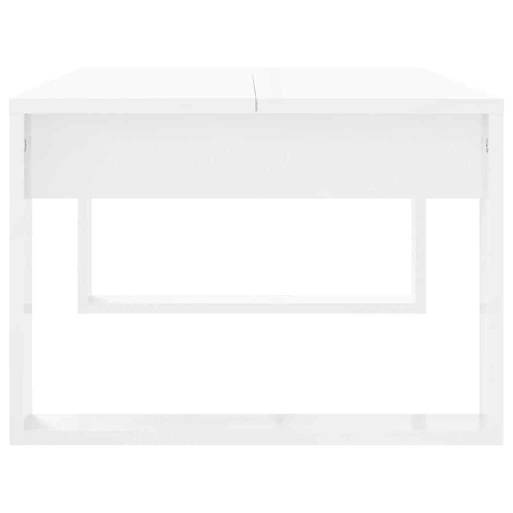 Table basse blanc brillant 102x50x35 cm bois d’ingénierie - Tables basses