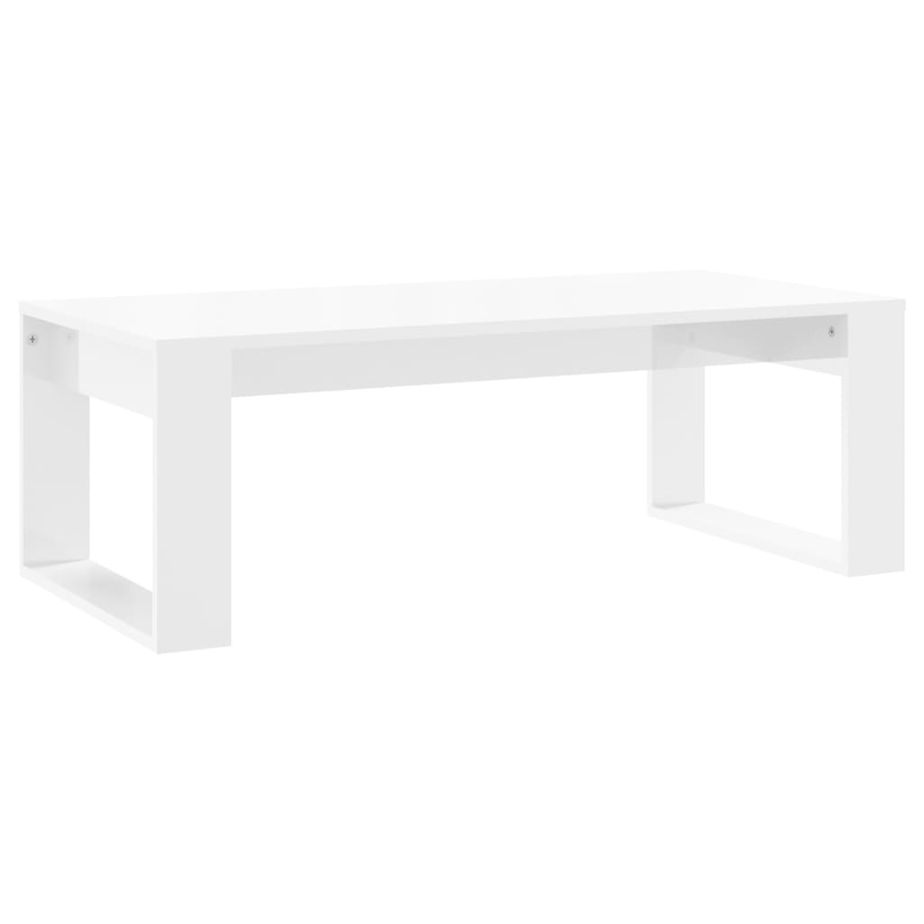 Table basse blanc brillant 102x50x35 cm bois d’ingénierie - Tables basses